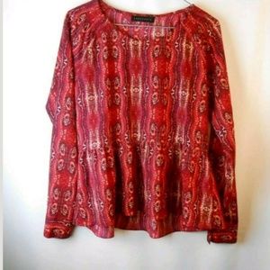 Sanctuary Dark Red Boho Babydoll Top Small